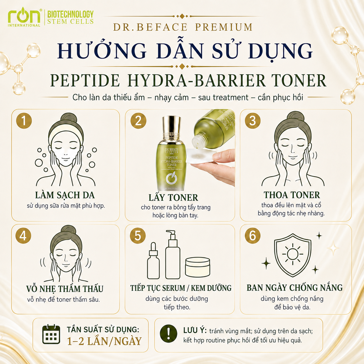 RON DR. BEFACE PREMIUM PEPTIDE HYDRA-BARRIER TONER/Toner Peptide phục hồi hàng rào bảo vệ da